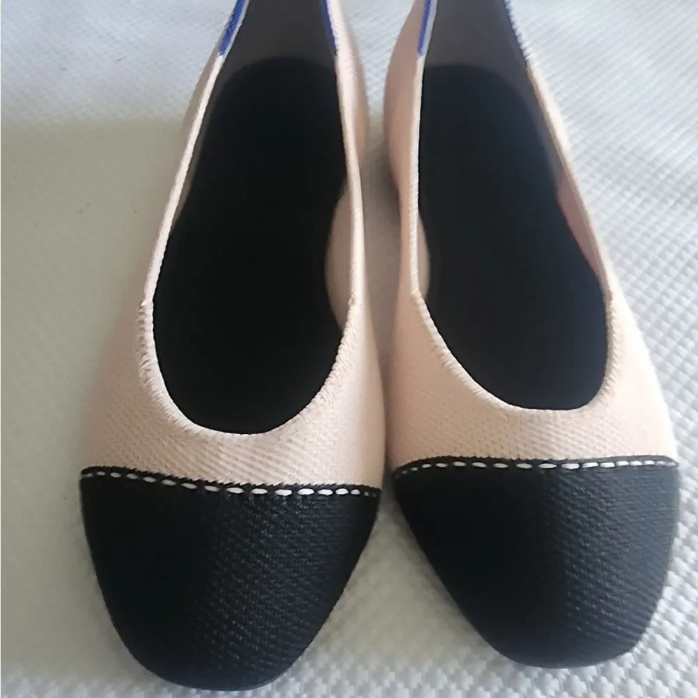 Rothy's Black and soft pink Flats with Elegant Two-Tone Design
